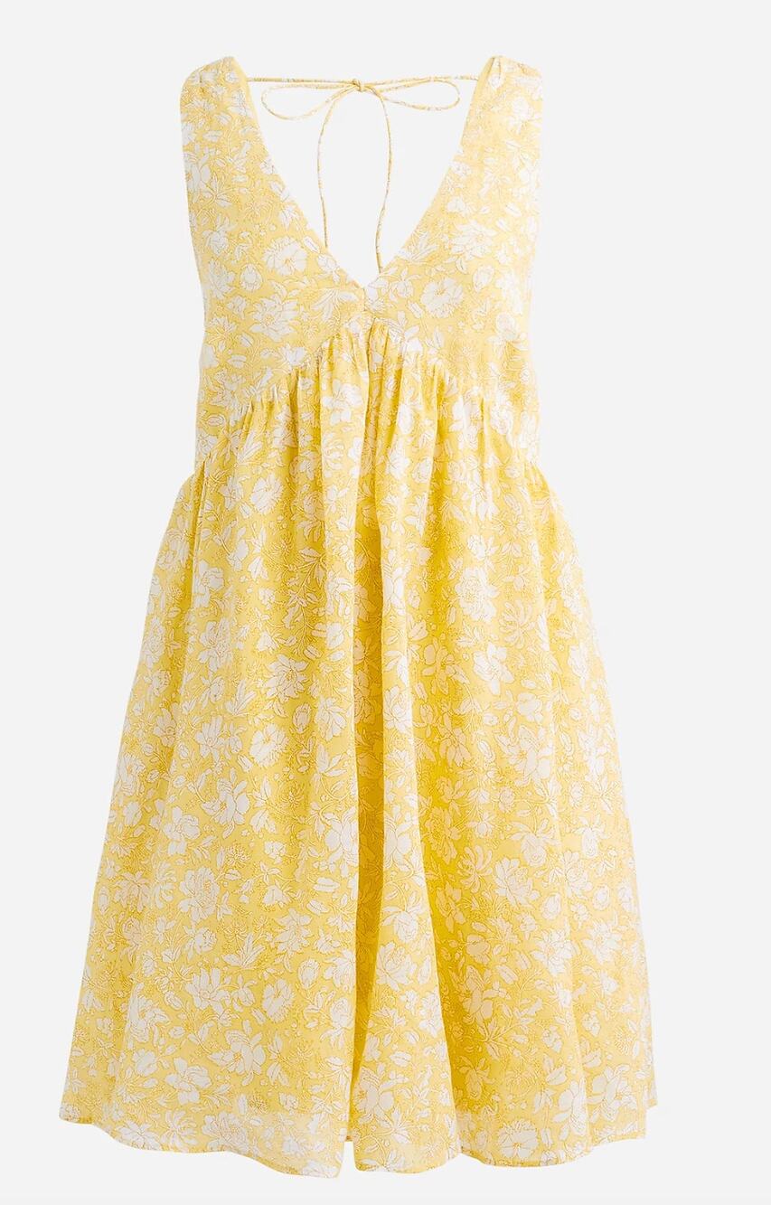 J.Crew Nwt Dress Swingy V-neck Mini in Pastel Yellow Tossed Floral Size XXS